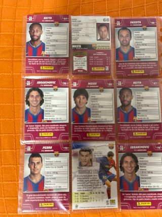 Cromos Fútbol FC Barcelona (Iniesta, Messi, Keita)