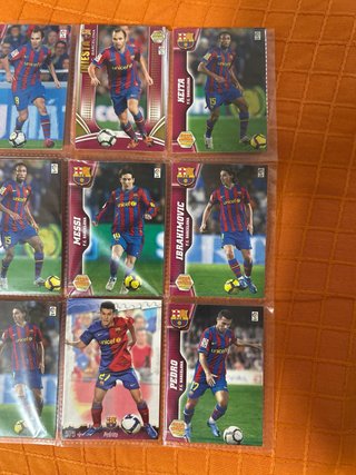 Cromos Fútbol FC Barcelona (Iniesta, Messi, Keita)