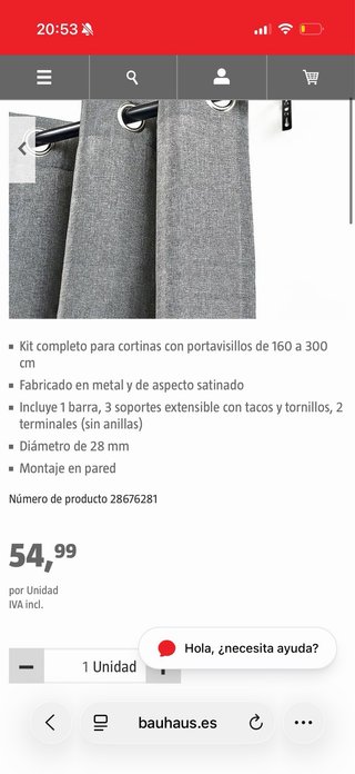 Kit Barra Cortina Extensible Negra