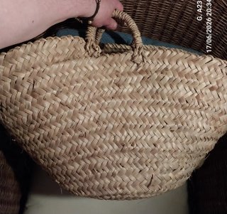 Cesta de paja para playa o picnic