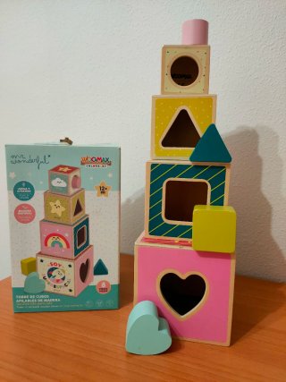 Lote Juguetes Madera: Torre Cubos y Martillo