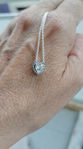 Collar Pandora Corazón Brillante Plata