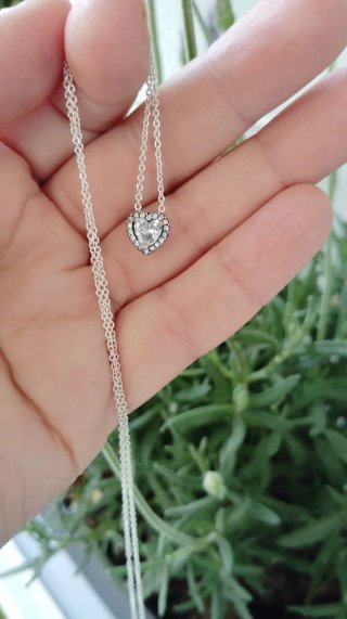 Collar Pandora Corazón Brillante Plata