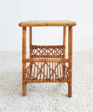 Mesita auxiliar / Revistero de bambú | Vintage 70s