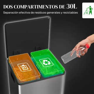 Cubo de basura metálico y plástico