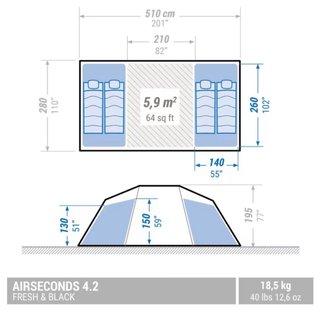 Tienda campaña Quechua y equipamiento 4 personas