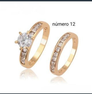 Set 2 Anillos chapados en Oro Talla 12