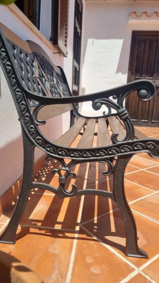 Banco de jardín hierro forjado y madera