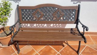 Banco de jardín hierro forjado y madera
