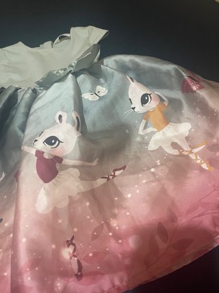 Vestido Niña Conejitos Gris y Rosa