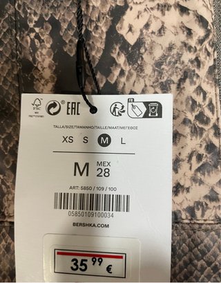 Vestido Zara Talla M Estampado Serpiente