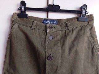 Falda Ralph Lauren Verde Oliva Botones