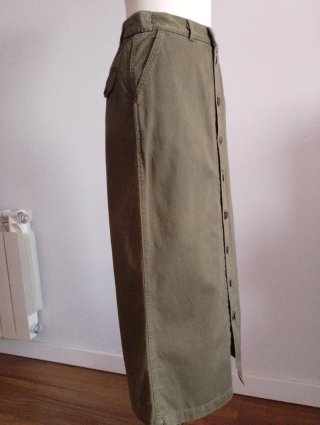 Falda Ralph Lauren Verde Oliva Botones