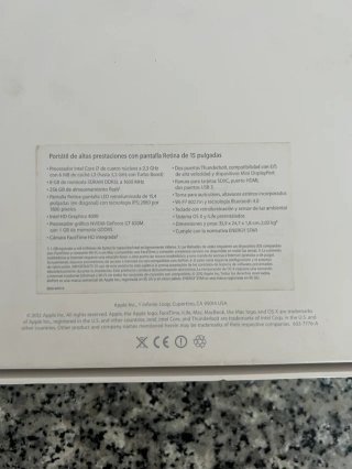 MacBook Pro Retina 15,4'' 2012 | Scatola Originale