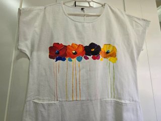 Vestido blanco lino estampado floral