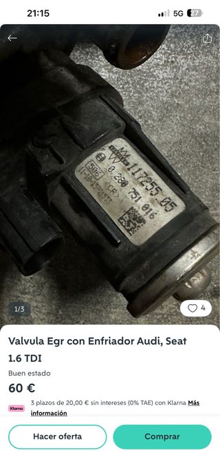 Válvula EGR con enfriador 1.6 TDI CAY