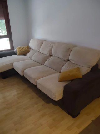 Sofá modular beige y marrón