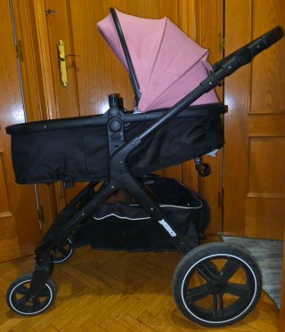 Passeggino per bambini rosa e nero