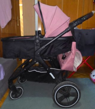 Passeggino per bambini rosa e nero
