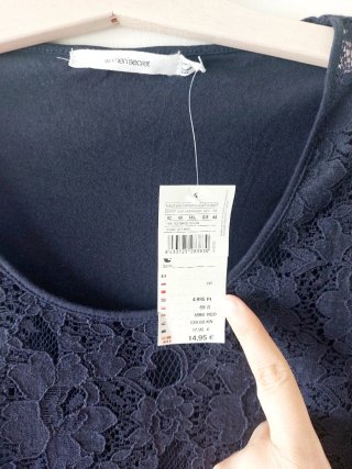 Camiseta de encaje azul marino