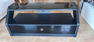 Mueble TV negro cristal templado cajón