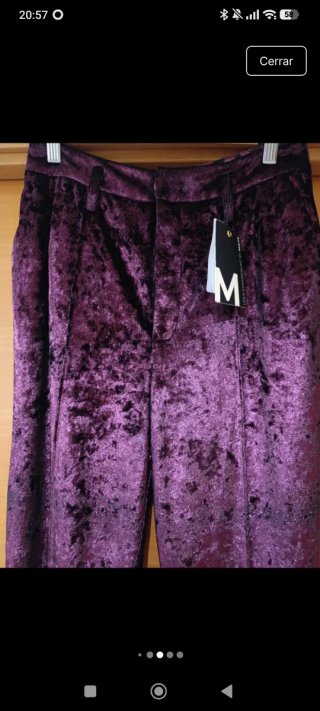 Pantalón vestir terciopelo morado fucsia