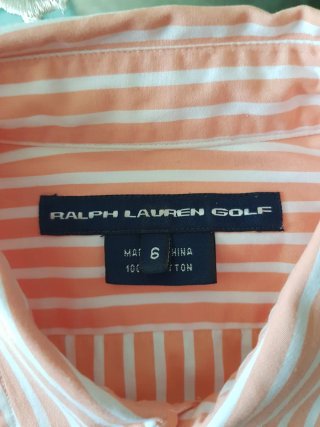 Camicia Ralph Lauren donna righe arancio/bianco