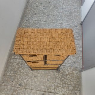 Mueble recibidor hierro y mimbre