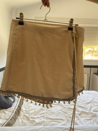 Falda pantalón cruzada beige