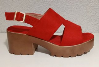 Sandalias terciopelo rojo mujer talla 40