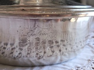 Antico pentolino con coperchio silverplated Broggi