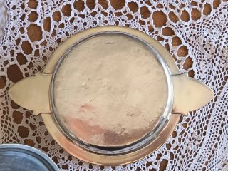 Antico pentolino con coperchio silverplated Broggi