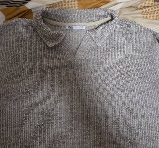 Polo Zara jaspeado gris manga corta Talla S