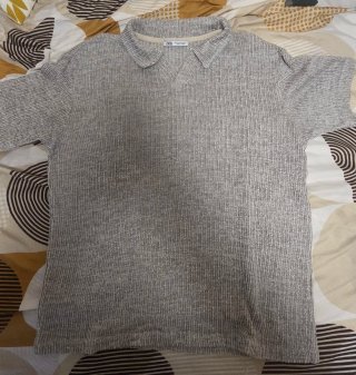 Polo Zara jaspeado gris manga corta Talla S