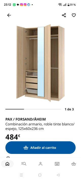 Armario Pax Ikea 3 puertas