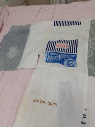 Kimono giapponese vintage blu e bianco