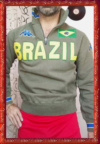 Felpa Kappa Vintage BRAZIL Verde cotone italy