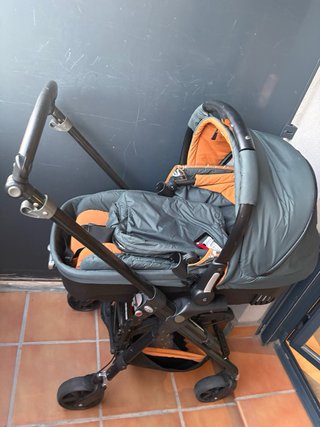 Carrito de bebé Jane gris y naranja