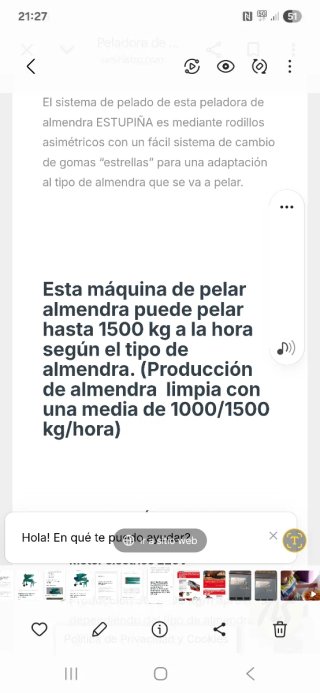 Peladora de almendras Estupiña 5000/10 TR