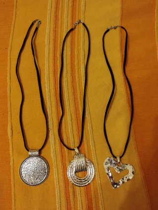 Set 3 Collane Uomo Donna Argento Nero
