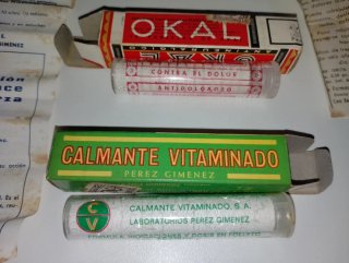 Lotto di 2 scatole antiche di Okal e Calmante Vitaminado