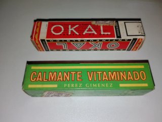 Lotto di 2 scatole antiche di Okal e Calmante Vitaminado