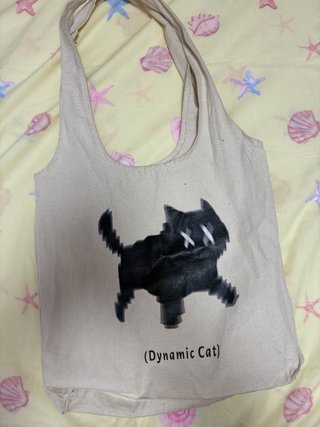 Bolso de tela con estampado de gato