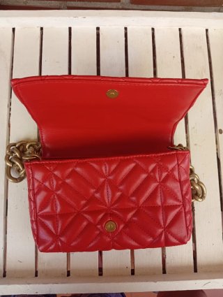 Bolso Zara Rojo Cadena Dorada