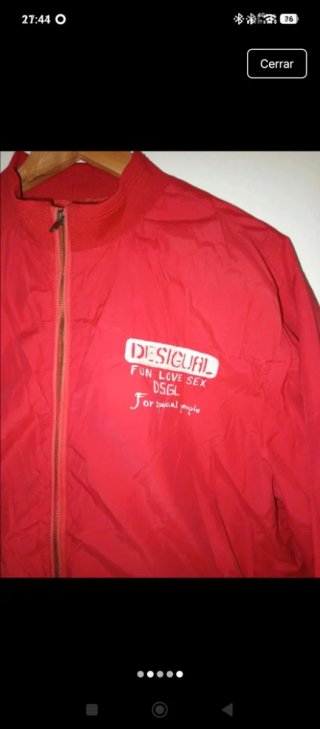 Giubbotto Bomber Rosso Desigual Vintage Taglia XL