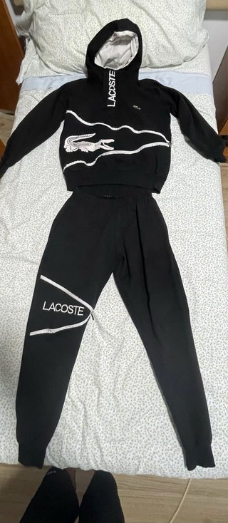 Conjunto Lacoste Invierno Negro y Blanco