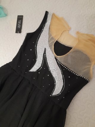 Malla niña patinaje/rítmica negra y plata