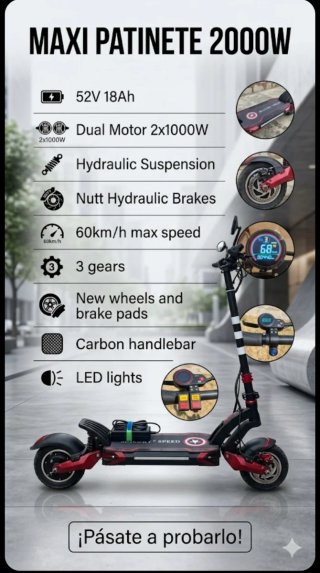 Patinete Eléctrico Ice Q5 52V 2000W Doble Motor