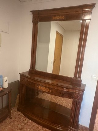 Mueble recibidor antiguo madera y espejo