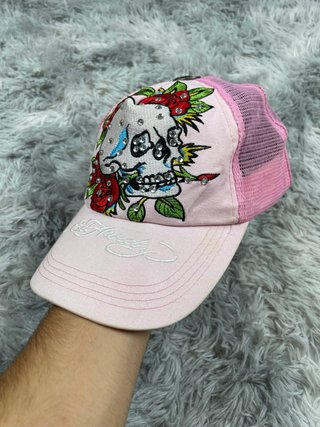 Ed Hardy 00s Vintage Pink Rhinestone Skull